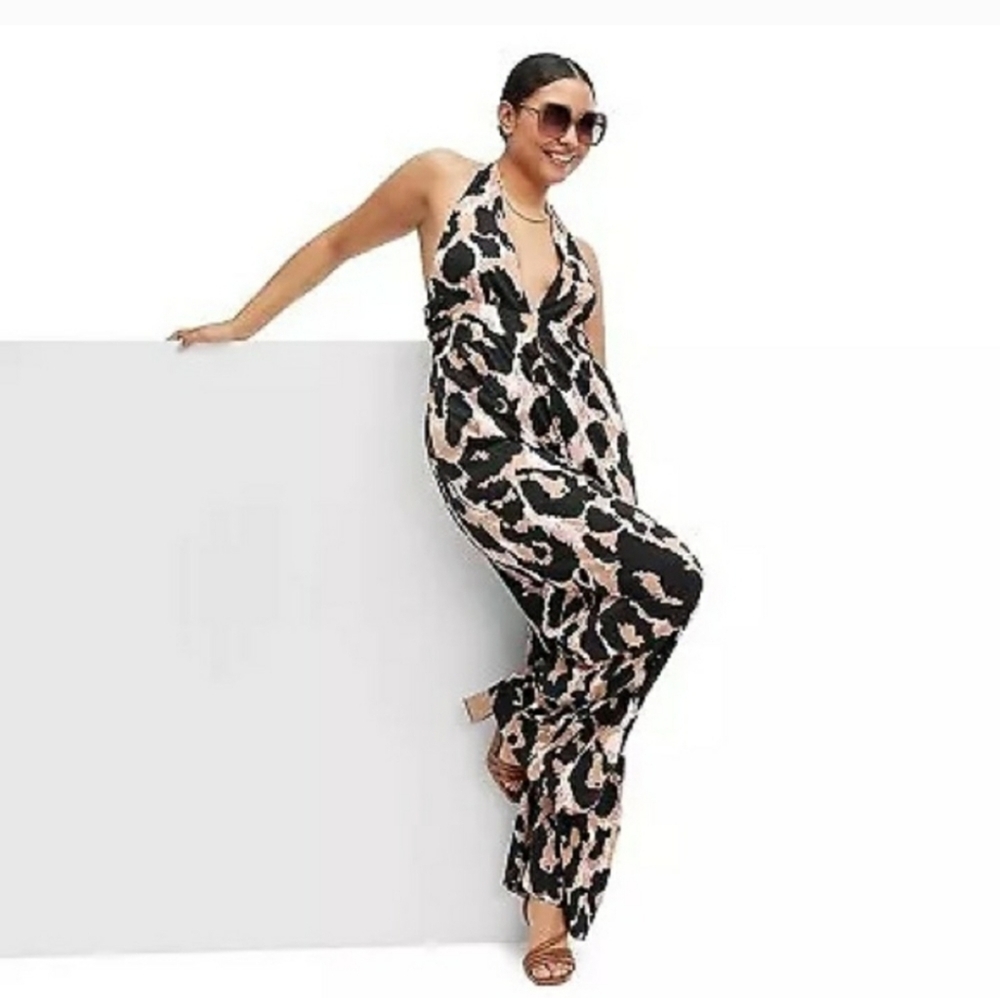 Dvf X Target Jumpsuit Halter Leopard Size XL Diane Von Furstenburg